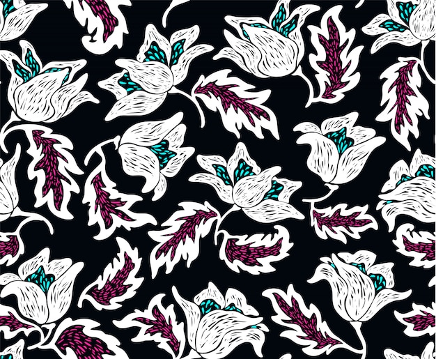 Patrón floral con flores de colores