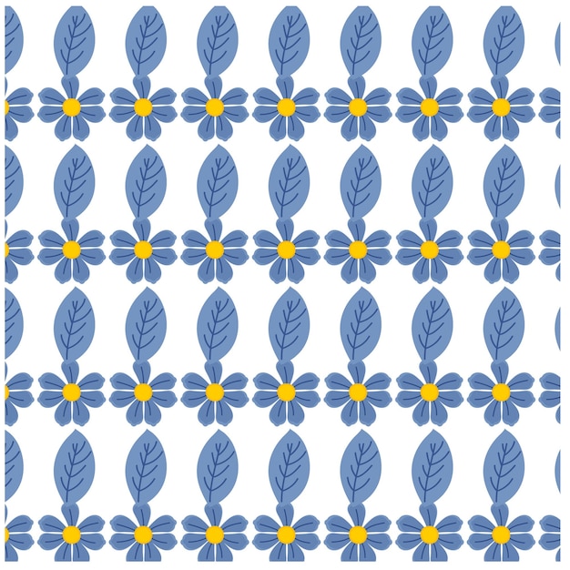 Patrón floral con flores y hojas azules