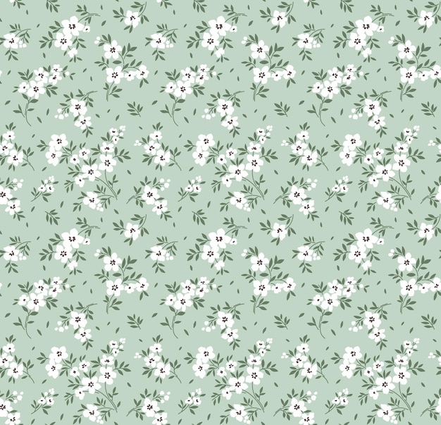 Patrón floral Flores lindas fondo azul claro Diseño con pequeñas flores blancas Estampado Ditsy