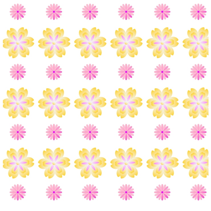 Vector patrón floral con flores rosadas y amarillas