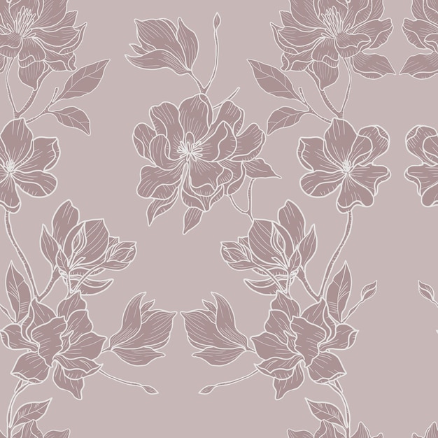 un patrón floral con flores rosadas en un fondo beige