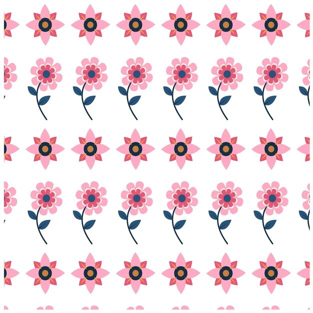Patrón floral con flores rosadas repetidas