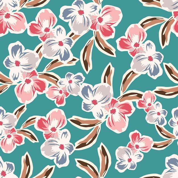 un patrón floral con flores rosas y blancas