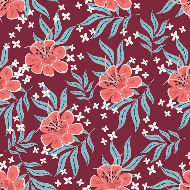 un patrón floral con flores rosas y flores blancas