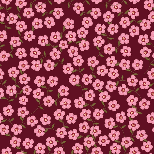 un patrón floral con flores rosas y hojas verdes