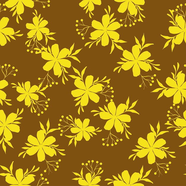 Patrón floral fondo sin costuras con diferentes tipos de flores fabulosas hierbas hojas en la oscuridad