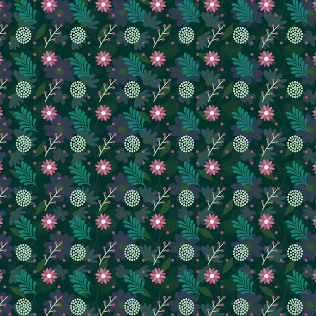 un patrón floral con un fondo verde