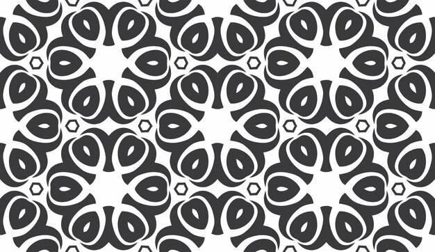 Patrón floral geométrico en blanco y negro