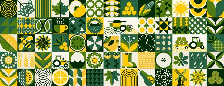 Patrón floral geométrico estilo escandinavo motivos ucranianos plantas florales orgánicas naturales