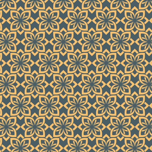 Patrón floral geométrico de oro y teal