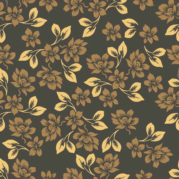 un patrón floral con hojas y flores de oro