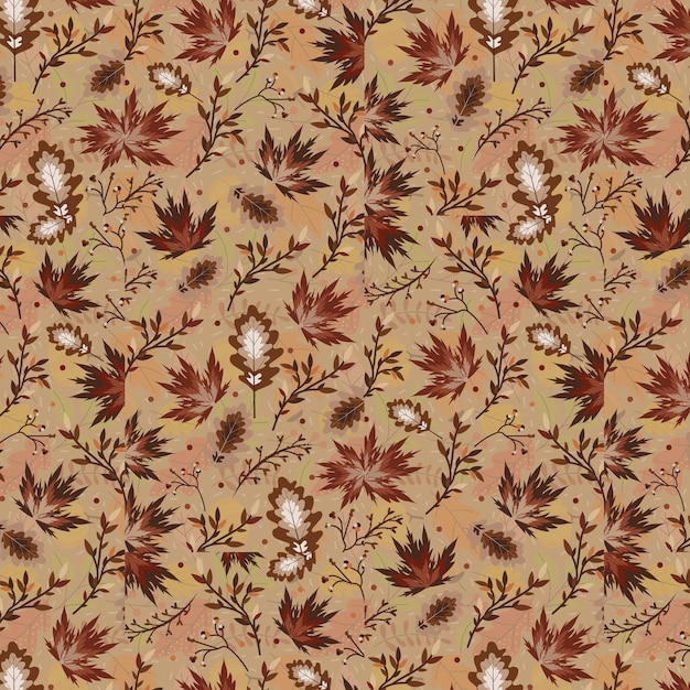 un patrón floral con hojas y flores