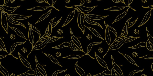 un patrón floral con hojas y flores