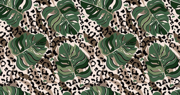 patrón floral y leopardo para textiles ropa portada de cartel estandarte arte de pared decoración del hogar