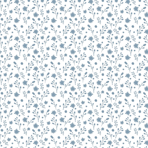 Patrón floral lindo en la flor pequeña Estampado Ditsy Motivos dispersos al azar Textura de vector transparente Plantilla elegante para estampados de moda Impresión con fondo de plantas de flores pequeñas