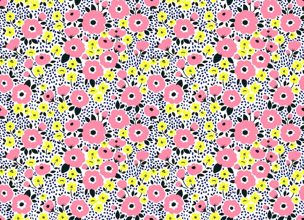 Patrón floral lindo en las flores pequeñas. Ditsy print. Fondo de vector transparente