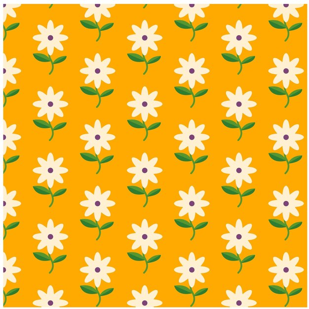 Patrón floral lindo en la ilustración de Vector de fondo amarillo