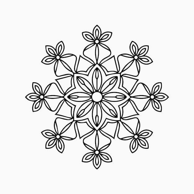patrón floral Mandala de líneas delgadas aisladas en fondo blanco
