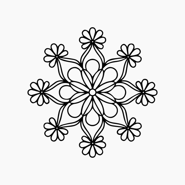 patrón floral Mandala de líneas delgadas aisladas en fondo blanco