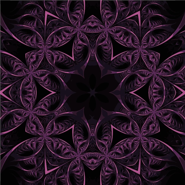 Vector patrón floral mandala púrpura oscuro vector diseño geométrico