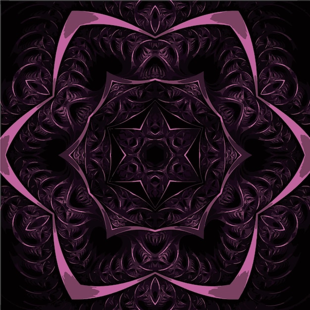 Patrón Floral Mandala Púrpura Oscuro Vector Diseño Geométrico