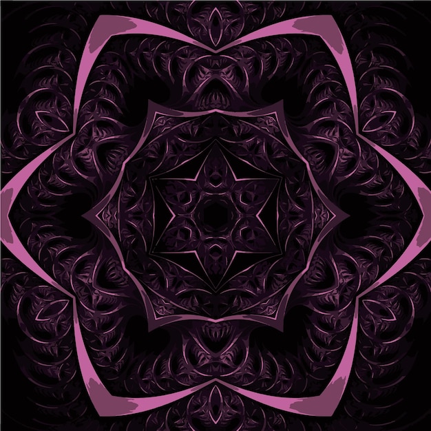 Vector patrón floral mandala púrpura oscuro vector diseño geométrico