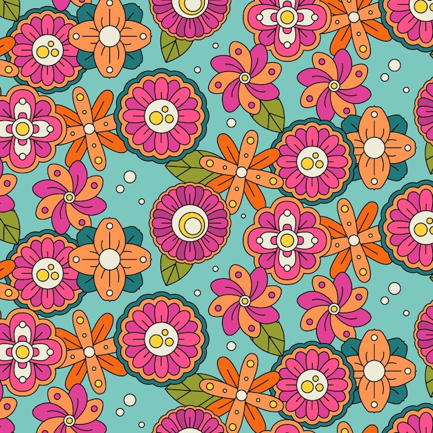 Vector patrón floral maravilloso dibujado a mano