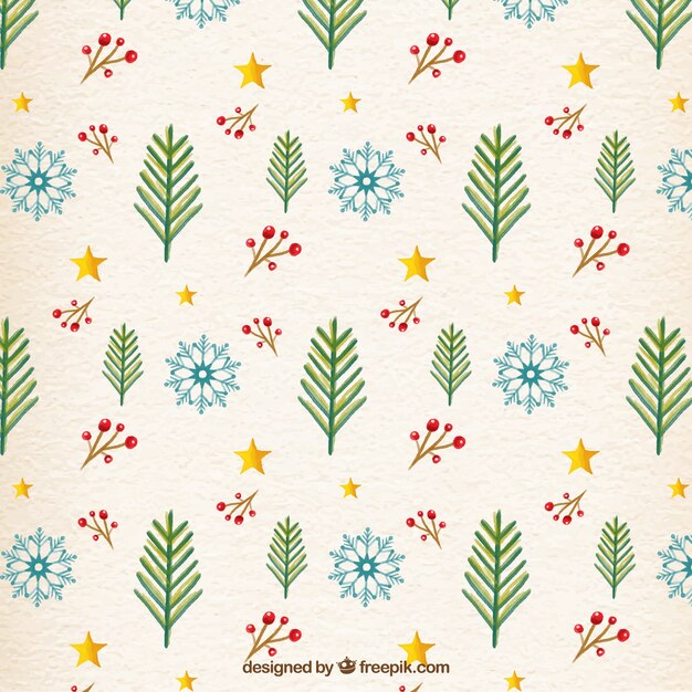 Patrón floral navideño de acuarela