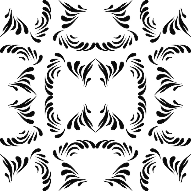 Patrón floral negro abstracto sin fisuras