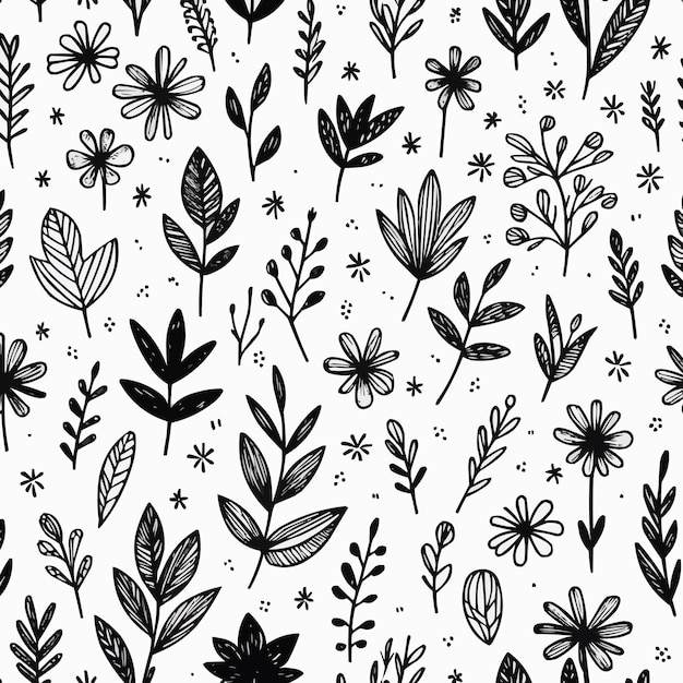 patrón floral negro y blanco sobre un fondo blanco