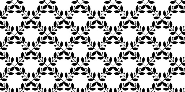 Patrón floral negro sin costuras con ramas y hojas simétricas Diseño botánico elegante para textiles, fondos y proyectos decorativos