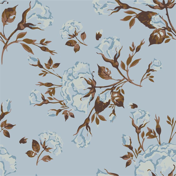 un patrón floral con las palabras flores en un fondo azul