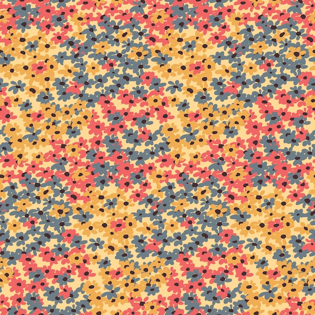 Patrón floral con pequeñas cabezas de flores Patrón sin costuras con lindas flores en colores pastel prado floreciente Fondo floral de primavera en vector