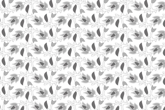 Patrón floral plateado lindo sobre un fondo blanco, patrón floral sin costura vectorial, patrón vectorial