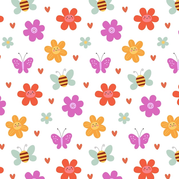 Patrón floral de primavera sin costuras en blanco