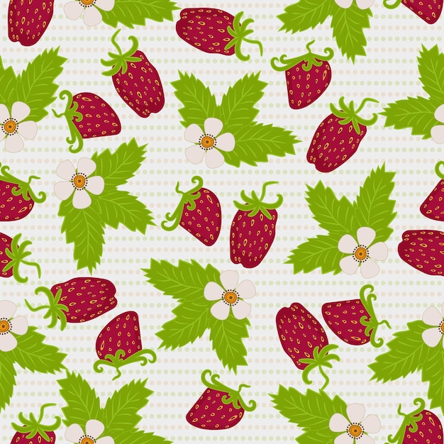 Patrón floral de primavera vivo transparente de vector con fresas