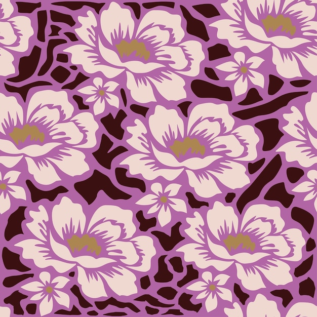un patrón floral púrpura y rosa con flores púrpuras