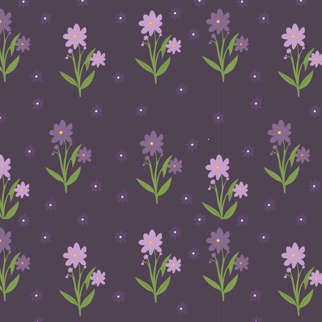 Patrón floral púrpura sobre un fondo oscuro