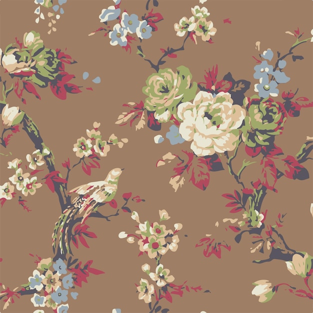 un patrón floral con un ramo de flores en él