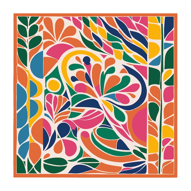 Patrón floral de recortes de papel retro colorido