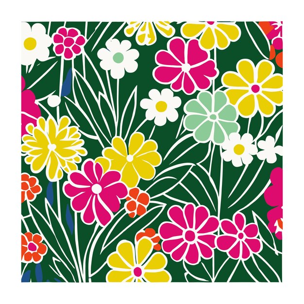 Patrón floral retro colorido