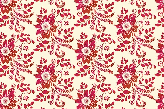 Patrón floral rojo con flores parecidas a las de Paisley