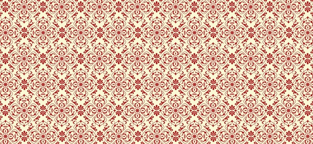 Patrón floral rojo en el fondo de vector de estilo clásico