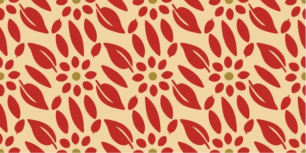 Patrón floral rojo sobre un fondo beige