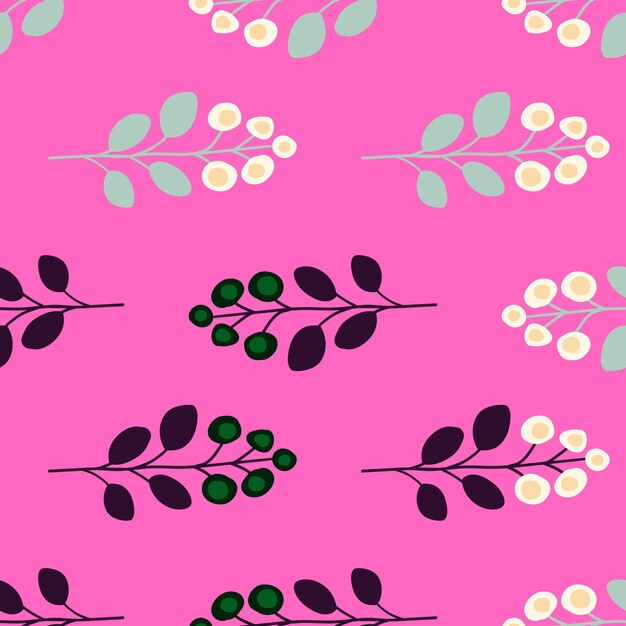 Patrón floral romántico y brillante con pétalos y hojas dibujados a mano