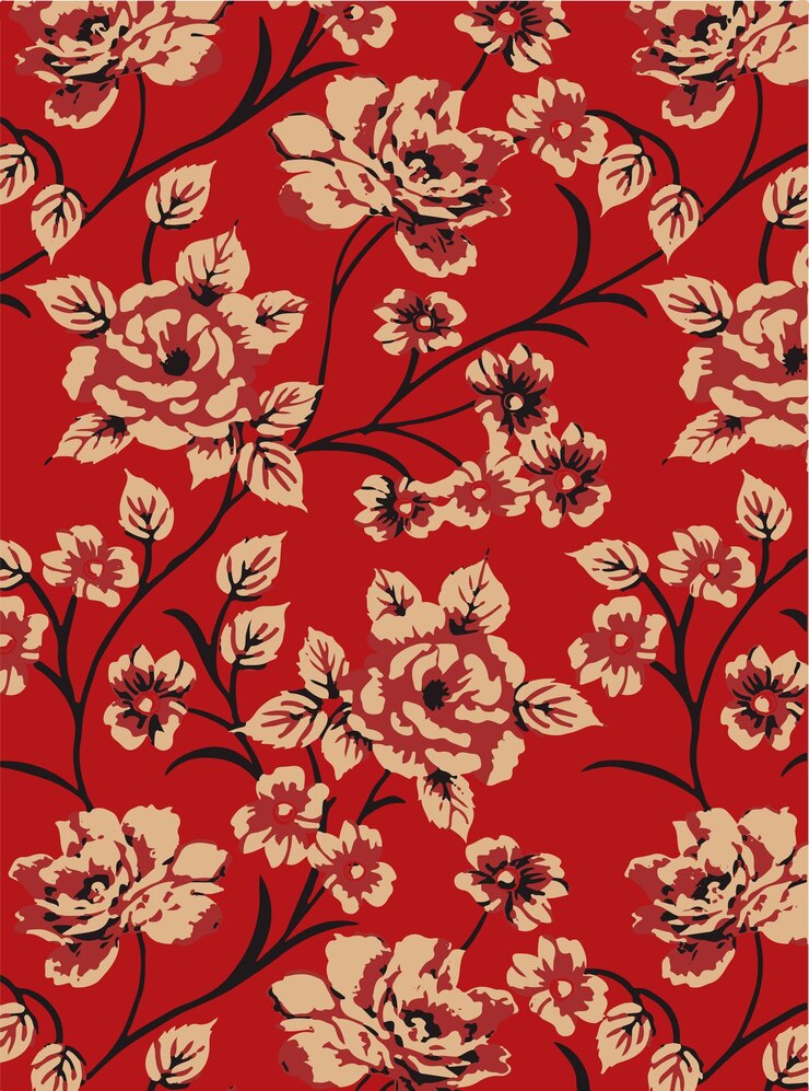 Patrón floral de la rosa roja