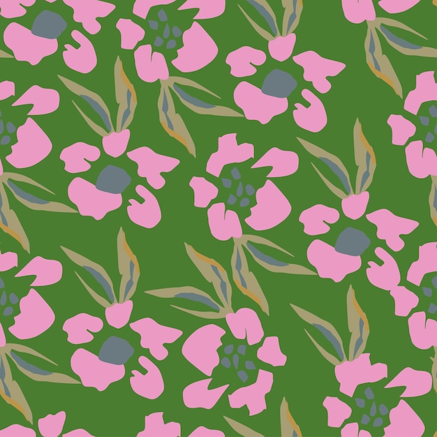 un patrón floral rosa y verde con una flor rosa