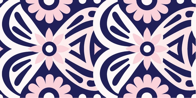 Patrón floral rosado y azul