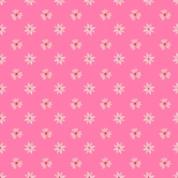 Patrón floral rosado sin costuras con flores y brotes decorativos