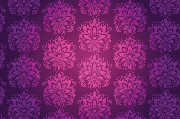 Patrón floral rosado sobre fondo púrpura